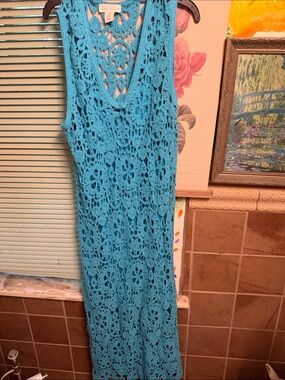 House of Harlow 1960 Turquoise Crochet Maxi Dress